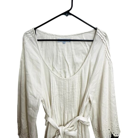 Hill House Cora Linen Blend Eyelet Midi Dress Size XL Boho Beachy Hippie Dainty - Picture 4 of 6